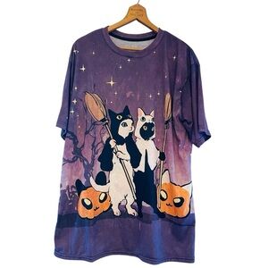 SOCIETY 6 | Unisex Cat Halloween Graphic Tee Large | Spooky Cute Pumpkin GUC